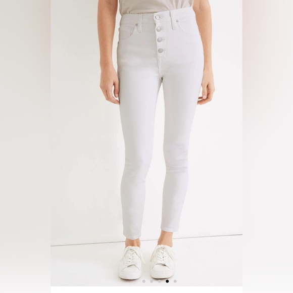 NWT Madewell 10" High-Rise Skinny Crop Jeans in Pure White: Button-Front Edition - Picture 1 of 12